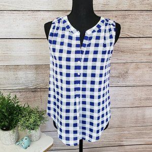 PIXLEY DARK PURPLE CHECKED SLEEVELESS TOP - SMALL